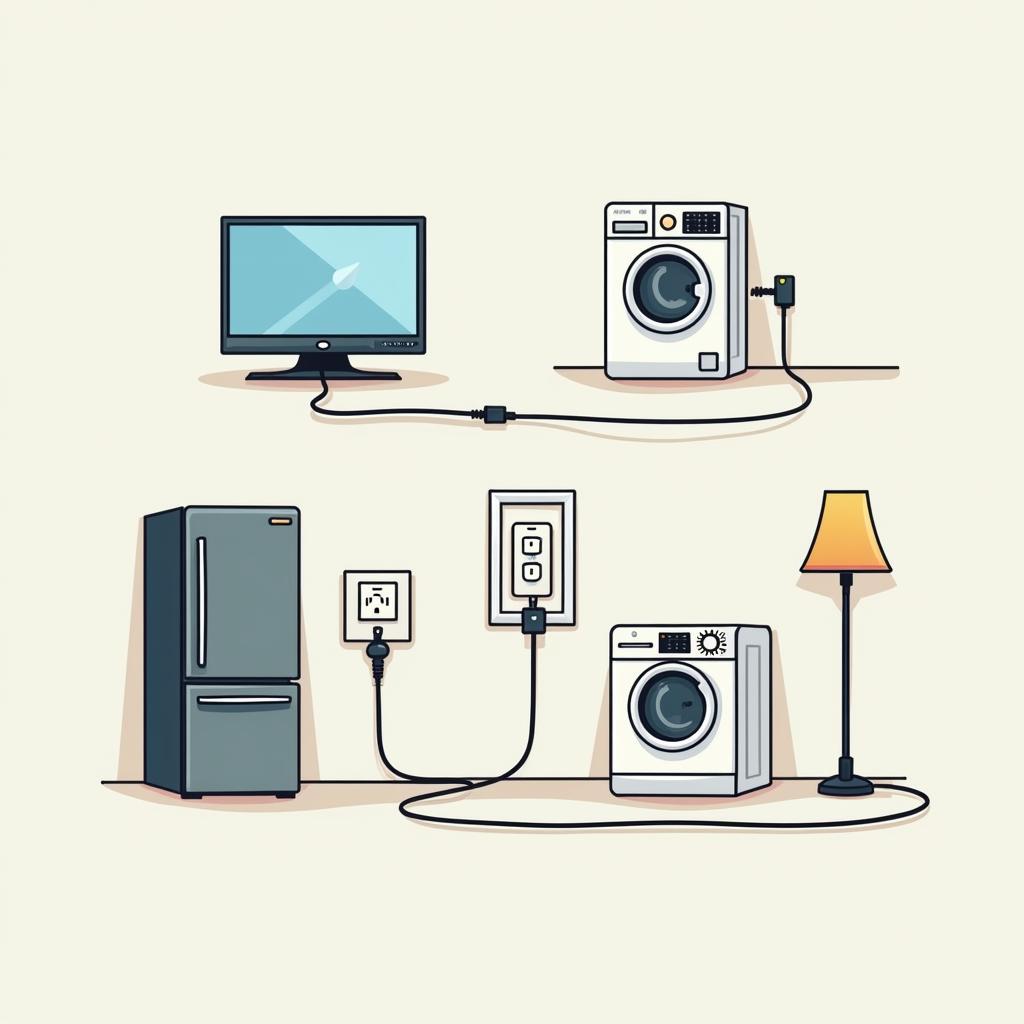 Các thiết bị gia đình sử dụng dòng điện xoay chiều từ ổ cắm điện